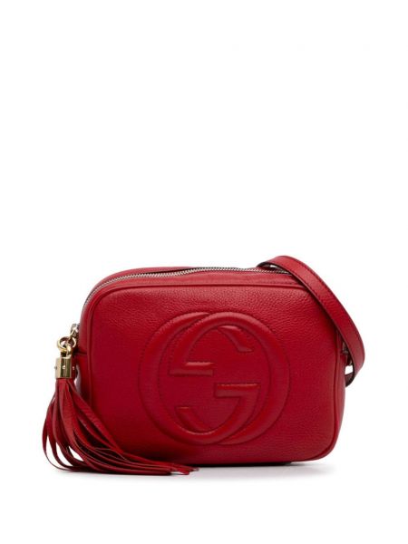 Kožená crossbody kabelka Gucci Pre-owned červená