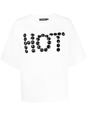 T-krekls ar kristāliem Dolce & Gabbana balts