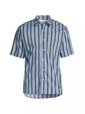 Хлопковая рубашка с принтом в размытые полоски Thorsun синий
