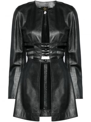 Kožená bunda Fendi Pre-owned čierna