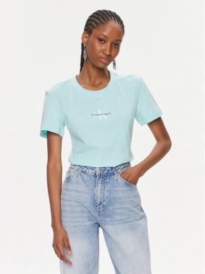 Slim fit póló Calvin Klein Jeans kék