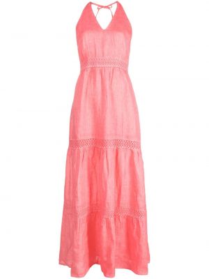 Макси рокля без ръкави с v-образно деколте 120% Lino розово