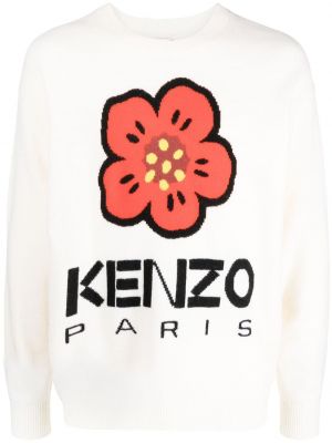 Пуловер на цветя Kenzo бяло
