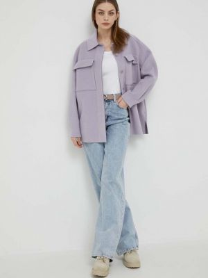Volnena jakna Calvin Klein vijolična