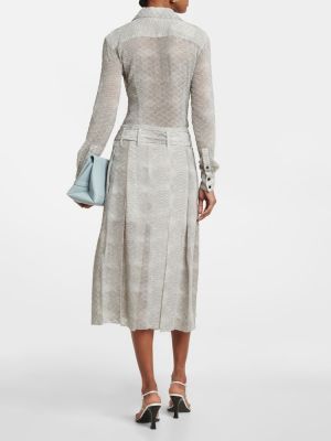 Midi sukňa s potlačou so vzorom hadej kože Victoria Beckham sivá