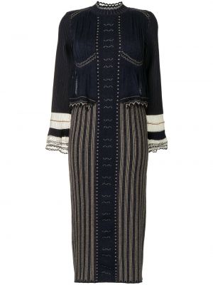 Viskózové pletené šaty s dlouhými rukávy Mame Kurogouchi - černá