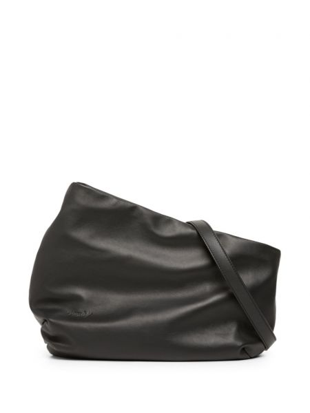 Ασύμμετρη δερμάτινη τσάντα χιαστί Marsell μαύρο