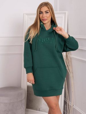 Siuvinėtas džemperis su užrašais oversize Kesi žalia