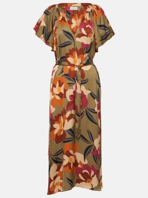 Aksamitna satynowa sukienka midi z nadrukiem Velvet