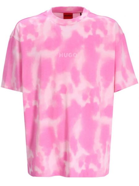 Тениска с принт с tie-dye ефект Hugo розово