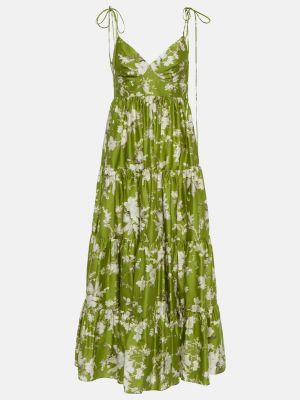 Платье миди в цветочек с принтом Erdem зеленое