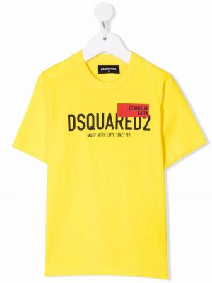 Trykt bomull t-skjorte for jenter Dsquared2 Kids gul