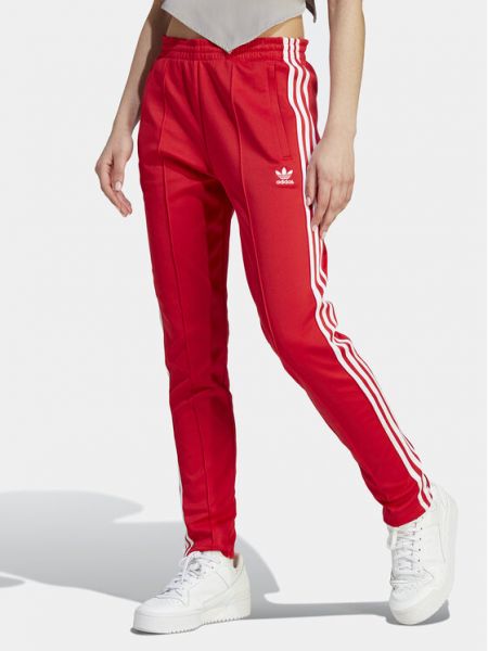 Pantaloni sport slim fit Adidas roșu