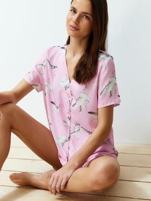 Pletena košulja s životinjskim uzorkom Trendyol ružičasta