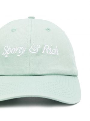 Haftowana czapka z daszkiem bawełniana Sporty And Rich zielona