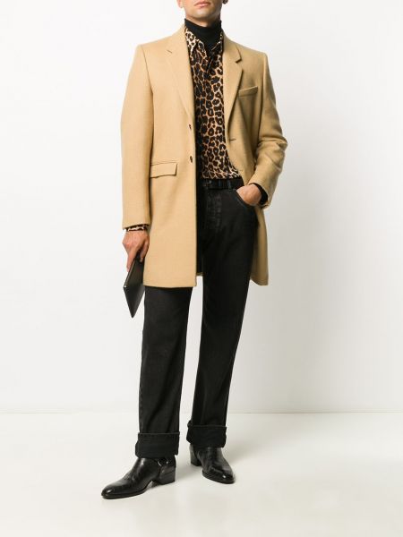 Camisa con estampado leopardo Saint Laurent marrón