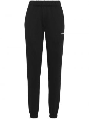 Spodnie sportowe skinny fit z nadrukiem Plein Sport czarne