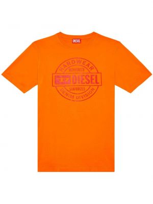 Памучна тениска Diesel оранжево