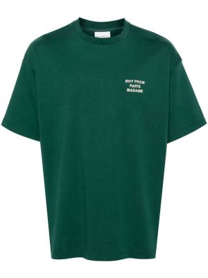Medvilninis siuvinėtas marškinėliai Drôle De Monsieur žalia