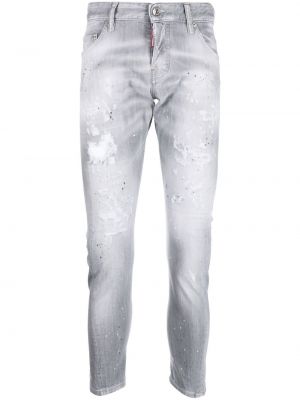 Skinny džíny s oděrkami Dsquared2 šedé