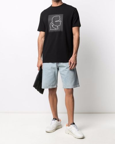 Camiseta con estampado de tela jersey Karl Lagerfeld negro