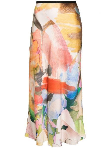 Midi suknja s cvjetnim printom s printom Paul Smith zelena