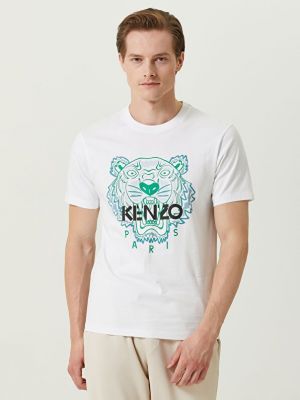 Тигровая футболка с круглым вырезом Kenzo белая