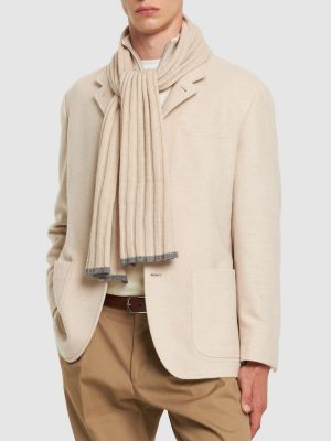 Echarpe en velours côtelé en cachemire en tricot Brunello Cucinelli gris