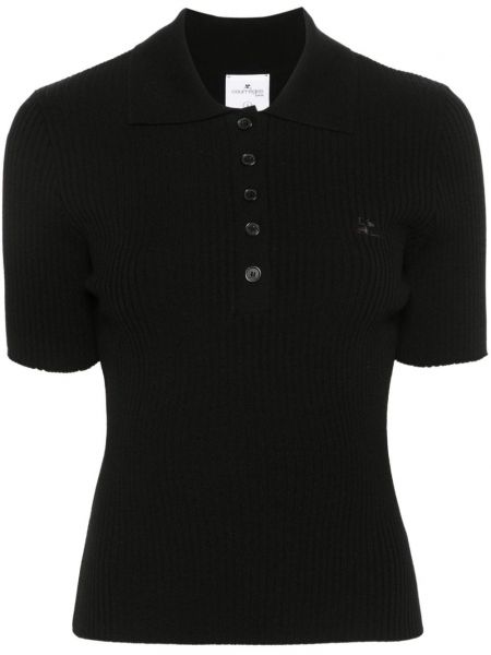 Плетена поло тениска Courreges черно