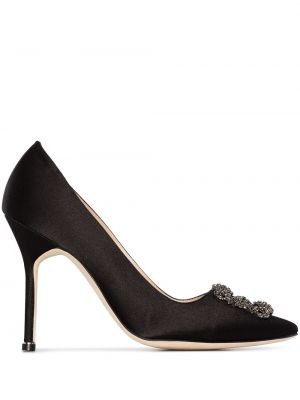 Satin pumps Manolo Blahnik sort