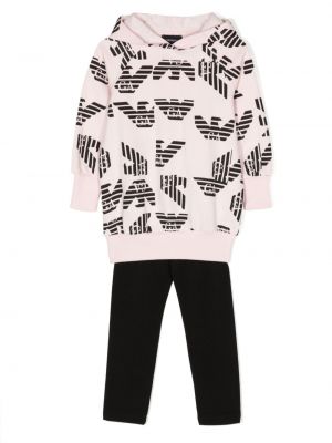 Printti puuvilla verryttelypuku tytöille Emporio Armani Kids pinkki