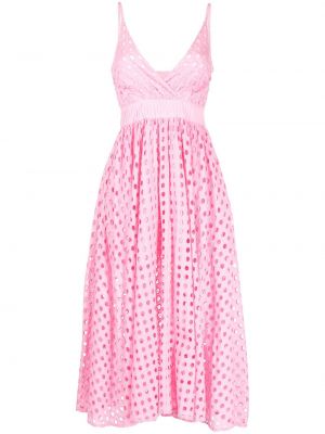 Bavlněné přiléhavé plážové šaty s výšivkou Solid & Striped - růžová