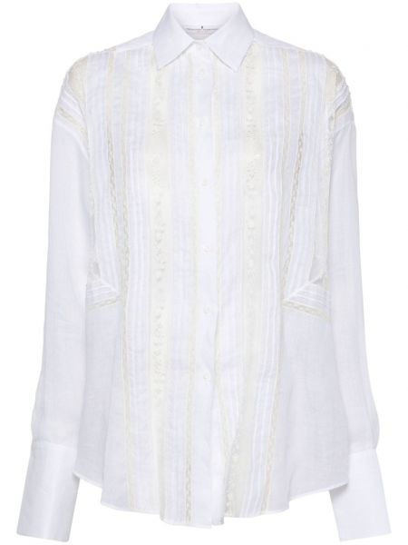 Φλοράλ πουκάμισο με δαντέλα Ermanno Scervino λευκό