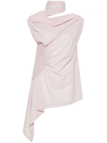 Bluza brez rokavov z draperijo iz krep tkanine Issey Miyake roza