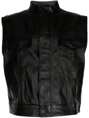 Kožená bunda bez rukávů Versace černá