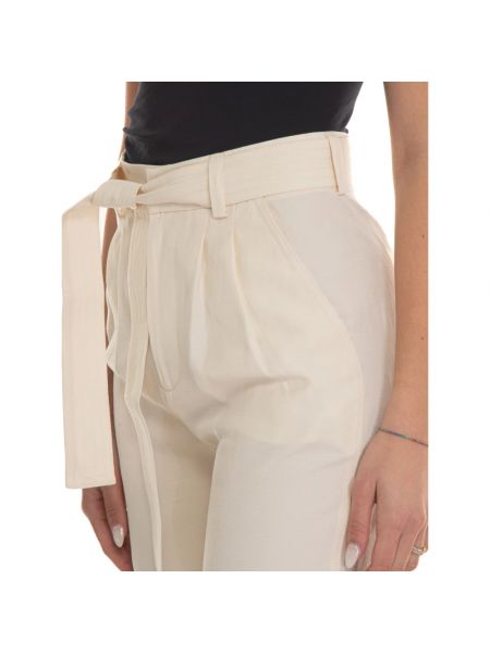 Pantalones rectos de lino con bolsillos Woolrich blanco
