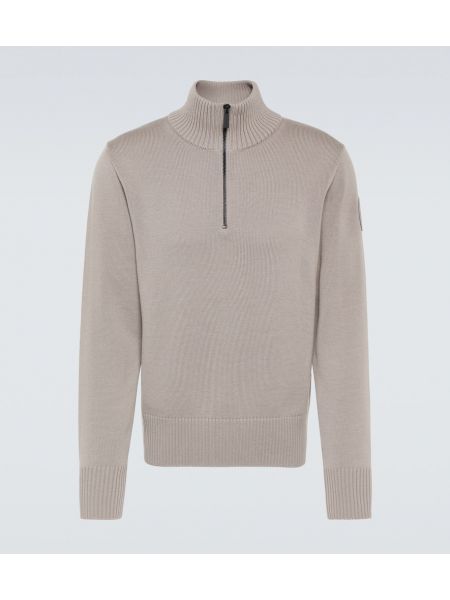 Jersey de lana con cremallera de tela jersey Canada Goose gris