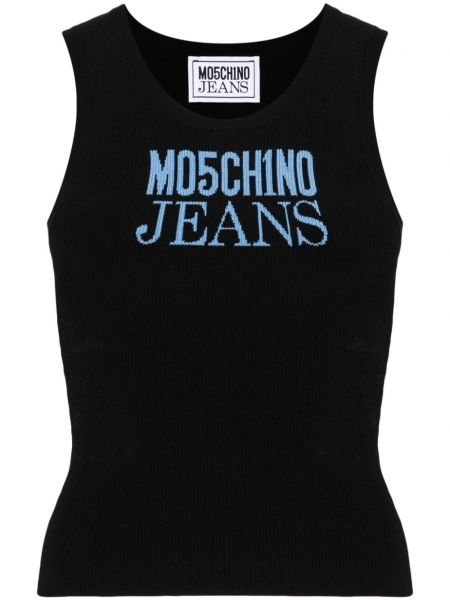 Crop top i jacquard stof Moschino Jeans sort