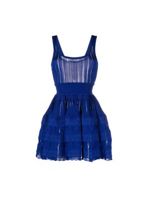 Dzianinowa sukienka mini Alaïa niebieska