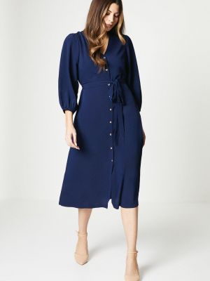Платье-рубашка с рюшами из крепа Wallis синее
