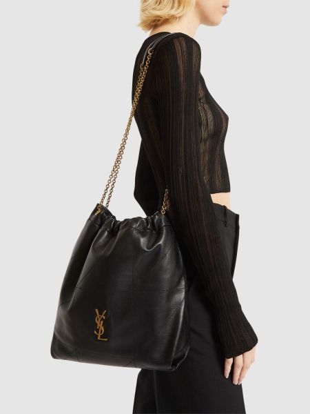 Bolsa de hombro de cuero Saint Laurent negro
