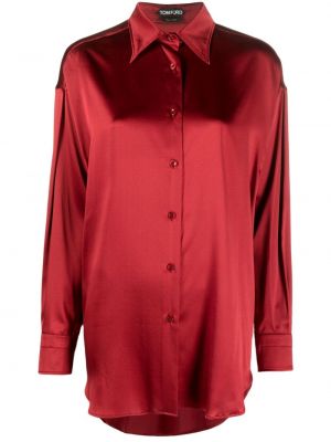 Копринена риза Tom Ford червено