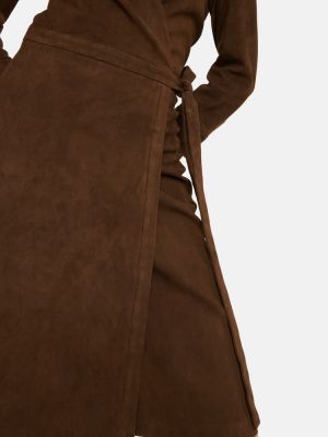 Rochie midi din piele de căprioară Stouls maro
