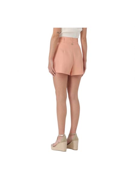 Pantalones cortos de cintura alta de lino Twinset rosa