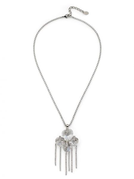 Ogrlica s kristali z vzorcem srca Jimmy Choo srebrna