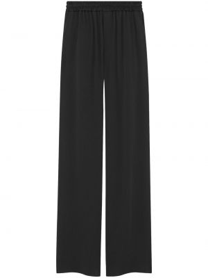Satynowe proste spodnie Saint Laurent czarne