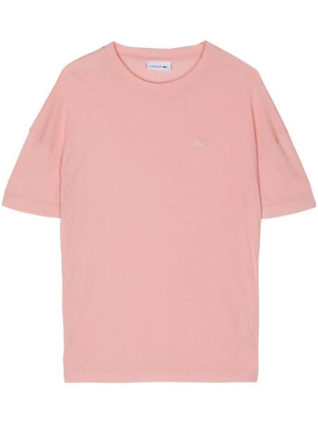 Lyocell siuvinėtas marškinėliai Lacoste rožinė