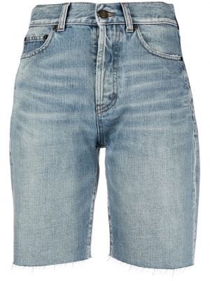Shorts en jean taille haute Saint Laurent bleu