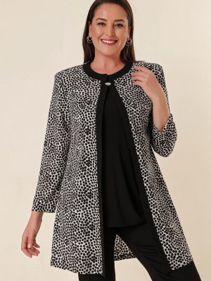 Ukrojena obleka z leopardjim vzorcem By Saygı črna