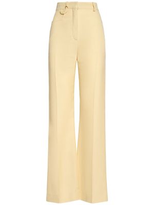 Pantaloni cu talie înaltă din crep Jacquemus galben